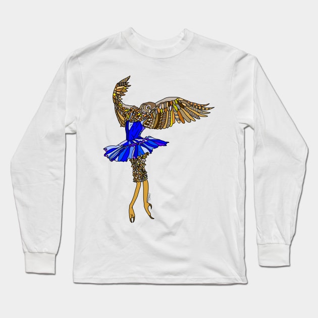 Owl Ballerina Tutu Long Sleeve T-Shirt by notsniwart